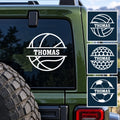 Personalized Sports Ball Decal — Custom Name & Number Sticker