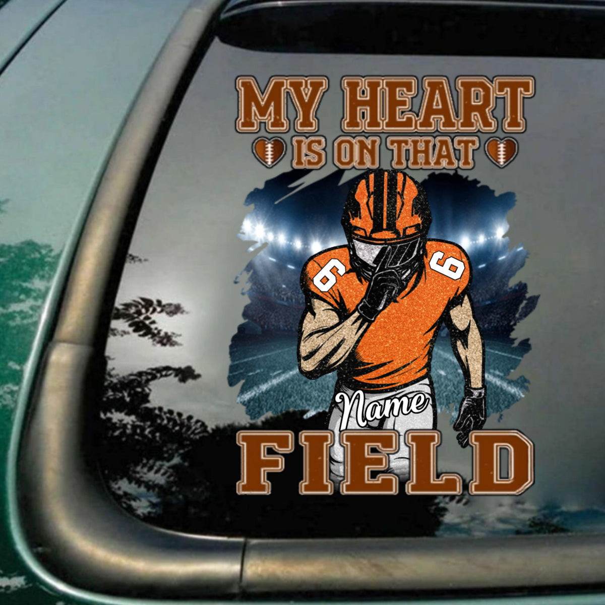 Custom Football Heart Car Decal — Show Your Love for the Game