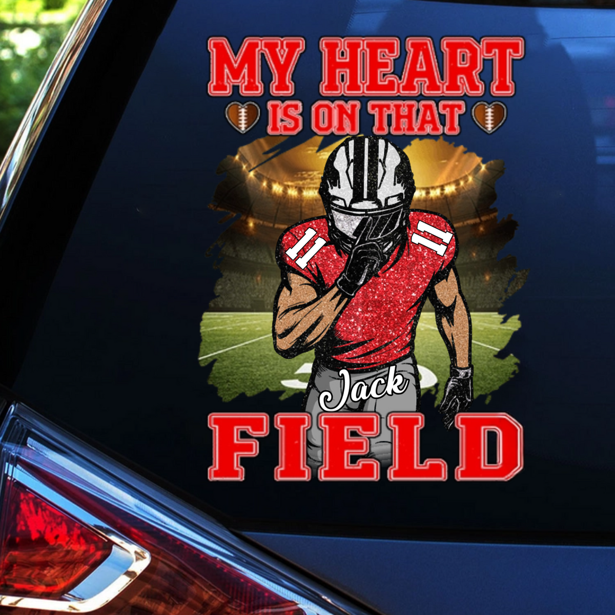 Custom Football Heart Car Decal — Show Your Love for the Game