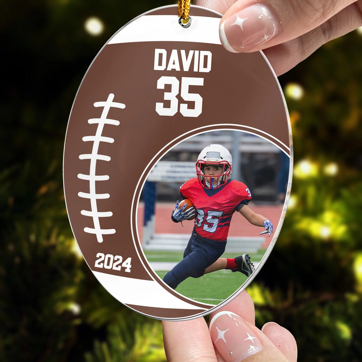 Custom Football Player Photo Acrylic Ornament - Personalized Keepsake Gift for Youth Football Players and Fans