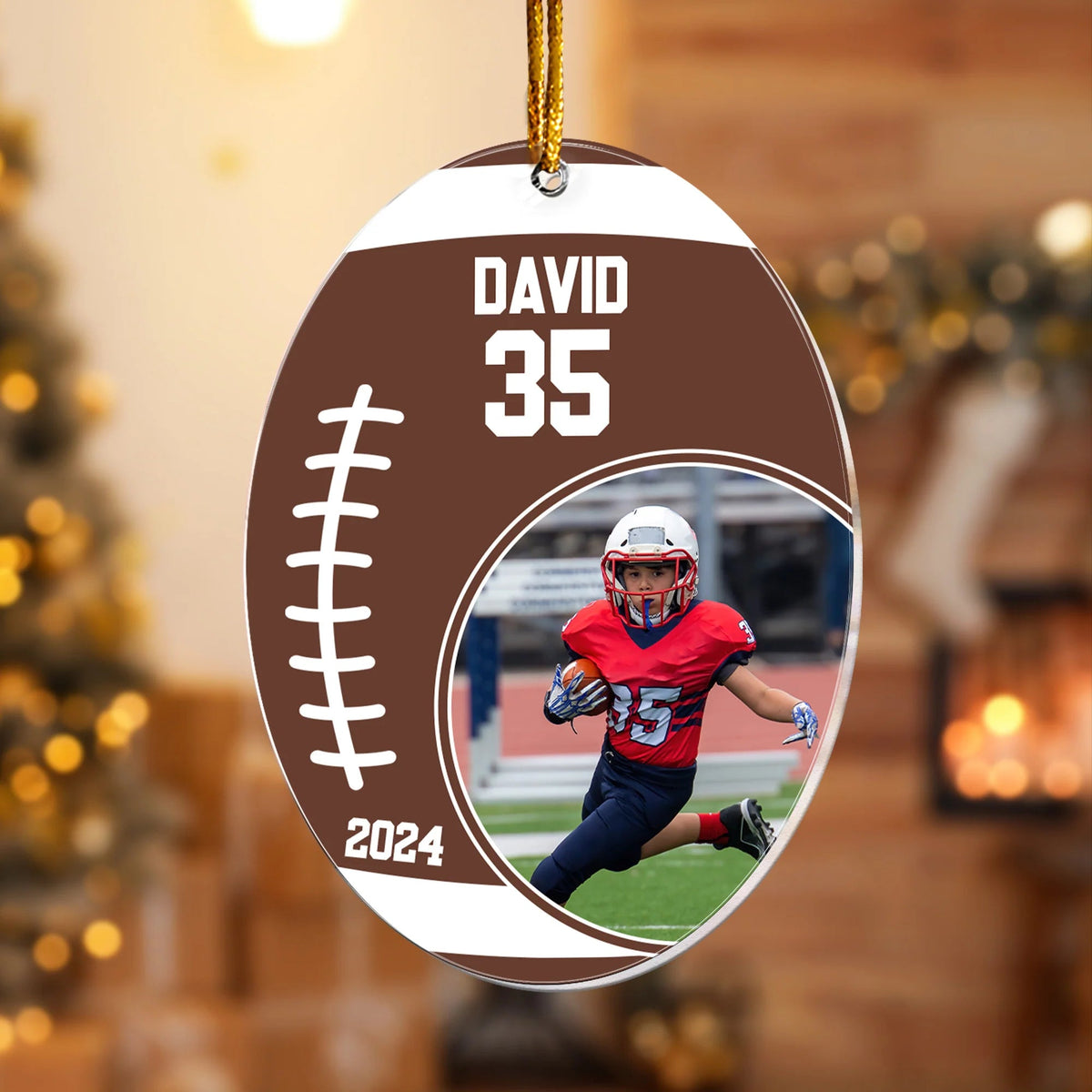 Custom Football Player Photo Acrylic Ornament - Personalized Keepsake Gift for Youth Football Players and Fans